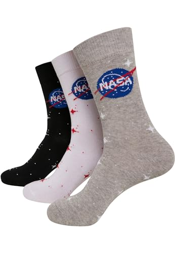 Mister Tee NASA Insignia Socks 3-Pack Calcetines, Black/Grey/White, 43-46 Unisex...