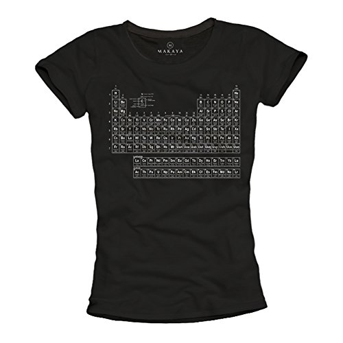 Camiseta Tabla periodica Mujer - Funny Basica Manga Corta Theory - Negra M