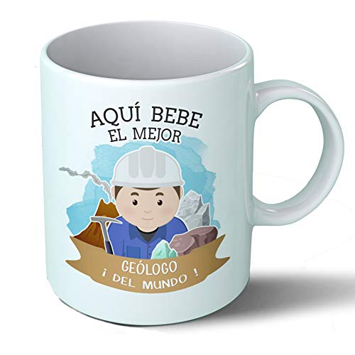 Planetacase - Taza geologo - Regalo Original - Cerámica 330 mL - Taza Desayuno...