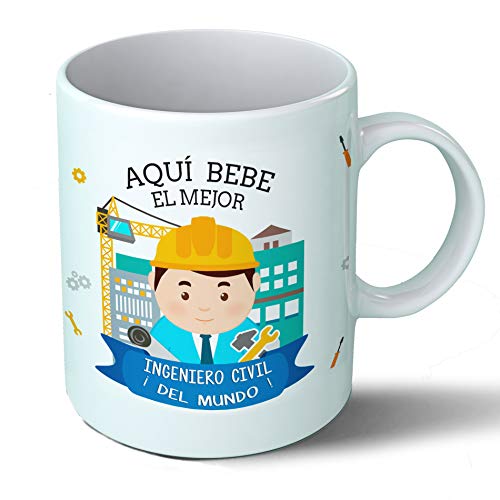 Planetacase - Taza Ingeniero Civil - Regalo Original - Cerámica 330 mL - Taza...