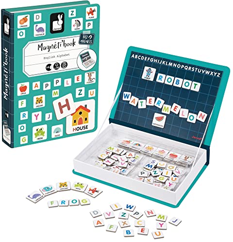 Janod - Magneti'Book Alfabeto inglés - Juego Educativo Magnético de 142 Piezas...