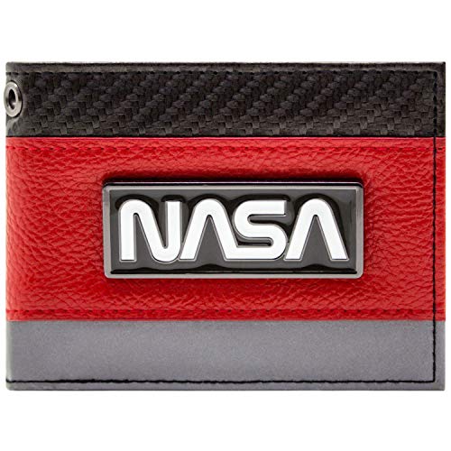 Nasa Insignia de Plata Exploración del Espacio Rojo Cartera, Rojo, Talla...