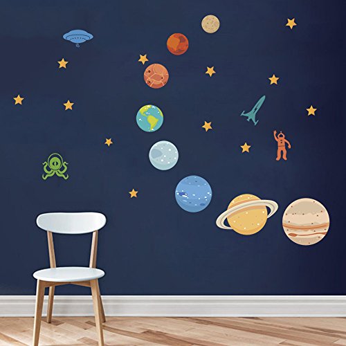 decalmile - Adhesivo decorativo para pared, diseño de planetas en el espacio,...