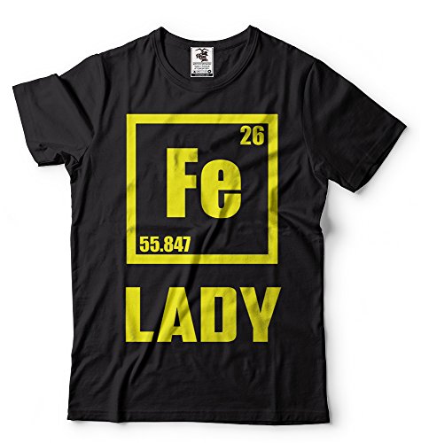 La camiseta para una mujer Química: La Dama de Hierro. Símbolo Químico.