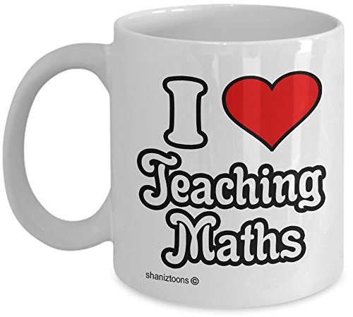 Taza con texto en inglés «I Love Teaching Maths Teacher» de Shaniztoons