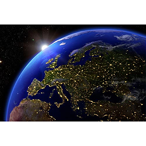 GREAT ART® XXL Póster – Europa De Noche Espacio Ver – Universo Mundo Todas...